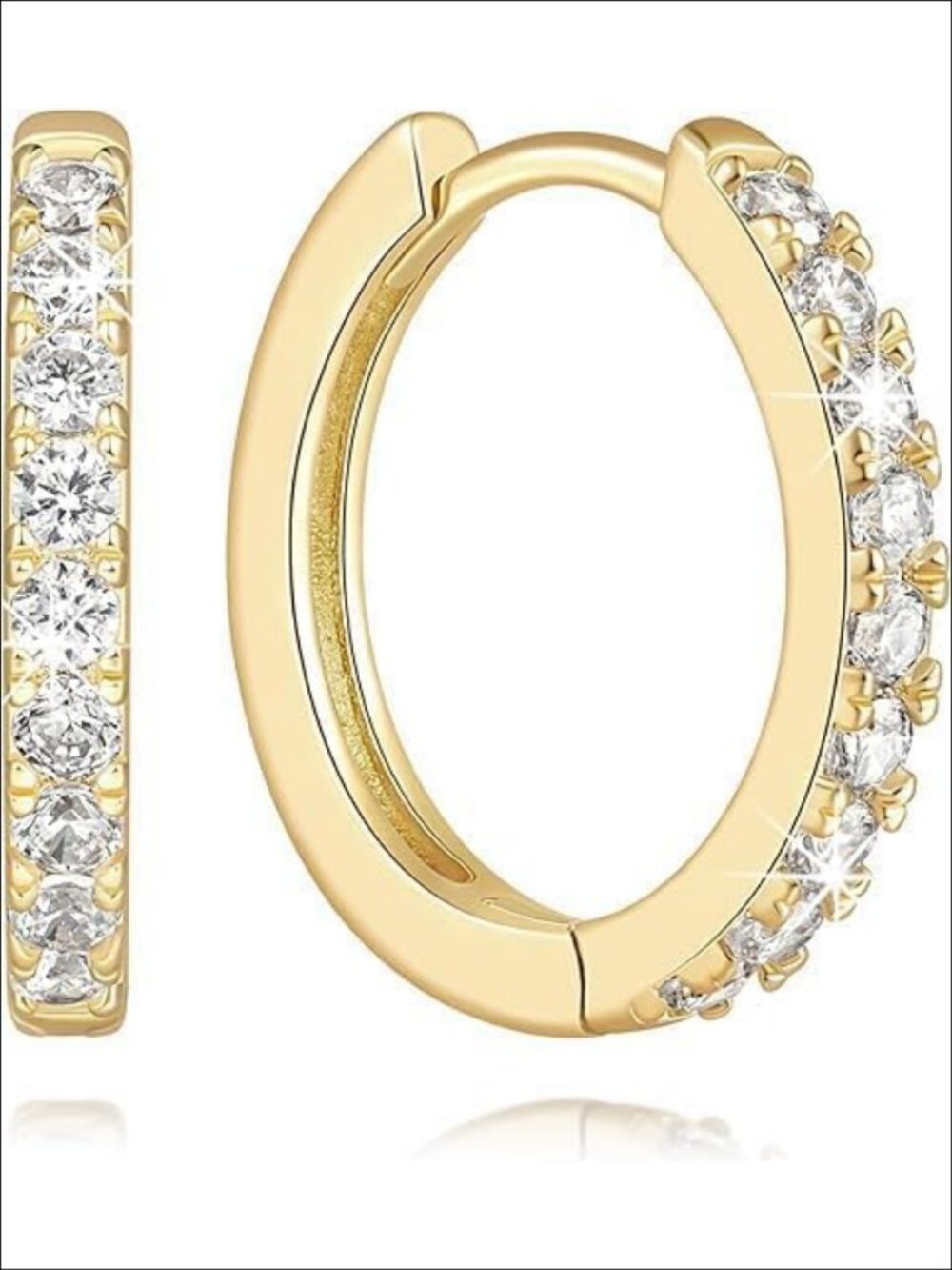 14K Gold Plated Inside-Out CZ Huggie Hoop Earrings for Women Trendy